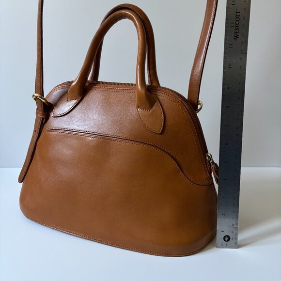 VTG Vintage Saddle Leather Top Handle Satchel Shoulder Bag with Crossbody Strap - Picture 3 of 11